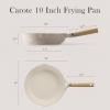 imageCAROTE 10quot Ceramic Frying Pan with Lid Non Stick Frying Pan Skillet Chefs Pan Healthy ampamp PFOAPFAS Free InductionCompatible TaupeTaupe