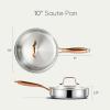 imageCAROTE 10quot TriPly Stainless Steel Deep Frying Pan with Lid NonToxic Saute Pan Oven Safe Induction Ceramic and Gas Cooktops Compatible SliverSliver