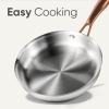 imageCAROTE 10quot TriPly Stainless Steel Deep Frying Pan with Lid NonToxic Saute Pan Oven Safe Induction Ceramic and Gas Cooktops Compatible SliverSliver