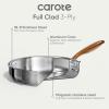 imageCAROTE 10quot TriPly Stainless Steel Deep Frying Pan with Lid NonToxic Saute Pan Oven Safe Induction Ceramic and Gas Cooktops Compatible SliverSliver