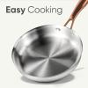 imageCAROTE 10quot TriPly Stainless Steel Deep Frying Pan with Lid NonToxic Saute Pan Oven Safe Induction Ceramic and Gas Cooktops Compatible SliverSliver