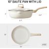 imageCAROTE 12Inch Nonstick Deep Frying Pan with Lid 55 Qt Jumbo Cooker Saute Pan with Pour Spout Skillet Induction Cookware Non Stick Cooking Pan Kitchen Pan PFOA Free White GraniteCream White