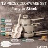 imageCAROTE 13pcs Pots and Pans Set Non Stick Taupe Nonstick Cookware Set Frying pans with lids Kitchen Essentials Pot and Pan Induction Cookware