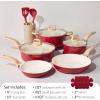 imageCAROTE 14 Pcs Pots and Pans Set NonstickCookware Set Kitchen Cooking Set with Utensil and Pan ProtectorsRed