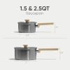 imageCAROTE 16Qt ampamp 25Qt Stainless Steel Sauce Pan Set with Lid 3ply Base NonToxic PTFE ampamp PFOA Free Saucepan Induction Cookware Set Small Kitchen Pots StayCool Handles16QT25QT
