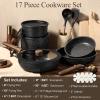 imageCAROTE 17pcs Pots and Pans Non Stick Cookware Sets Detachable Handle Induction Kitchen Pots and PansNonStick Cooking Set OvenDishwasherFridge Safe Space Saving17 Piece