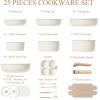 imageCAROTE 17pcs Pots and Pans Non Stick Cookware Sets Detachable Handle Induction Kitchen Pots and PansNonStick Cooking Set OvenDishwasherFridge Safe Space SavingCream White