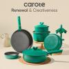 imageCAROTE 17pcs Pots and Pans Set Non Stick Gift Set Nonstick Cookware Diecast Aluminum Detachable Handle DishwasherOven Safe Induction Cooking Pot and Pan Sets Green RV Kitchen CookwaresCastleton Green