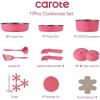 imageCAROTE 17pcs Pots and Pans Set Non Stick Nonstick Cookware Set OvenDishwasherFridge Safe Pots and Pans RV Safe Cookware Induction Kitchen Gift Set Detachable Handle PinkPink