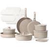 imageCAROTE 19pcs Pots and Pans Set Nonstick Cookware Set Detachable Handle Induction Kitchen Cookware Sets Non Stick with Removable Handle RV Cookware Set Oven SafeBeige Granite