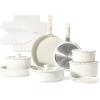 imageCAROTE 19pcs Pots and Pans Set Nonstick Cookware Set Detachable Handle Induction Kitchen Cookware Sets Non Stick with Removable Handle RV Cookware Set Oven SafeCream White