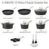 imageCAROTE 21Pcs Pots and Pans Set Nonstick Cookware Sets White Granite Induction Cookware Non Stick Cooking Set wFrying Pans ampamp SaucepansPFOS PFOA FreeClassic Black