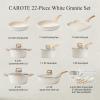 imageCAROTE 21Pcs Pots and Pans Set Nonstick Cookware Sets White Granite Induction Cookware Non Stick Cooking Set wFrying Pans ampamp SaucepansPFOS PFOA FreeCream White