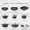 imageCAROTE 21Pcs Pots and Pans Set Nonstick Cookware Sets White Granite Induction Cookware Non Stick Cooking Set wFrying Pans ampamp SaucepansPFOS PFOA FreeClassic Black