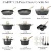 imageCAROTE 21Pcs Pots and Pans Set Nonstick Cookware Sets White Granite Induction Cookware Non Stick Cooking Set wFrying Pans ampamp SaucepansPFOS PFOA FreeClassic Black