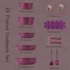 imageCAROTE 21pcs Pots and Pans Set Nonstick Cookware Set Detachable Handle Induction Kitchen Cookware Sets Non Stick with Removable Handle RV Cookware Set Gold and PurpleUltra Violeta