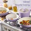 imageCAROTE 21pcs Pots and Pans Set Nonstick Cookware Set Detachable Handle Induction Kitchen Cookware Sets Non Stick with Removable Handle RV Cookware Set Gold and PurpleLilac