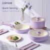 imageCAROTE 21pcs Pots and Pans Set Nonstick Cookware Set Detachable Handle Induction Kitchen Cookware Sets Non Stick with Removable Handle RV Cookware Set Gold and PurpleLilac