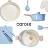 imageCAROTE 24pcs Ceramic Cookware Set Pots and Pans Non Stick Kitchen Cookware Sets Pots and Pans Set Cooking Set with Knife SetBlue