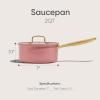 imageCAROTE 2Qt Stainless Steel Saucepan NonToxic Cookware with LidsOuter Ceramic LayerSmall Cooking Pot Even Heating Fits All StovesOven ampamp Dishwasher Safe PinkPink