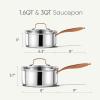 imageCAROTE 2Qt Stainless Steel Saucepan Set NonToxic 3Ply Stainless Steel Cookware Set with Lids Small Kitchen Pots Oven Safe Compatible with Induction Ceramic Gas16QT30QT