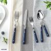 imageCAROTE 30Piece Silver set Stainless Steel Flatware Set with Blue Handles TripleRiveted ampamp Full Tang Design Kitchen Utensils Set Mirror Polished Durable Blue