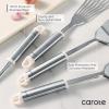 imageCAROTE 7PCS Stainless Steel Cooking Utensils Set Kitchen Tools for Stainless Steel Pots and Pans with Silicone High Temperature Resistance Dishwasher Safe