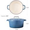 imageCAROTE Cast Iron Dutch Oven Pot with Lid Enameled Dutch Oven for Sourdough Bread Baking Dual Handles HeavyDuty Cast Iron Pot 5QT WhiteBlue