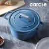 imageCAROTE Cast Iron Dutch Oven Pot with Lid Enameled Dutch Oven for Sourdough Bread Baking Dual Handles HeavyDuty Cast Iron Pot 5QT WhiteBlue