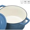 imageCAROTE Cast Iron Dutch Oven Pot with Lid Enameled Dutch Oven for Sourdough Bread Baking Dual Handles HeavyDuty Cast Iron Pot 5QT WhiteBlue