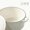 imageCAROTE Cast Iron Dutch Oven Pot with Lid Enameled Dutch Oven for Sourdough Bread Baking Dual Handles HeavyDuty Cast Iron Pot 5QT WhiteCream White