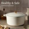 imageCAROTE Cast Iron Dutch Oven Pot with Lid Enameled Dutch Oven for Sourdough Bread Baking Dual Handles HeavyDuty Cast Iron Pot 5QT WhiteCream White