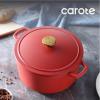 imageCAROTE Cast Iron Dutch Oven Pot with Lid Enameled Dutch Oven for Sourdough Bread Baking Dual Handles HeavyDuty Cast Iron Pot 5QT WhiteRed