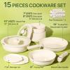 imageCAROTE Ceramic Cookware Sets Pots and Pans Set Non Stick Non Toxic Induction Cookware Kitchen Cookware Sets Pots Set for Healthy Coooking 15PCS White