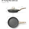 imageCAROTE Non Stick Frying Pan Skillet 8quot Nonstick Fry Pan with Glass Lid Egg Pan Omelet Pans Granite Cookware PFOA Free Classic Granite 8InchBlack