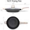 imageCAROTE Non Stick Frying Pan Skillet 8quot Nonstick Fry Pan with Glass Lid Egg Pan Omelet Pans Granite Cookware PFOA Free Classic Granite 8InchBlack