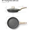 imageCAROTE Non Stick Frying Pan Skillet 8quot Nonstick Fry Pan with Glass Lid Egg Pan Omelet Pans Granite Cookware PFOA Free Classic Granite 8InchBlack