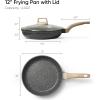 imageCAROTE Non Stick Frying Pan Skillet 8quot Nonstick Fry Pan with Glass Lid Egg Pan Omelet Pans Granite Cookware PFOA Free Classic Granite 8InchBlack