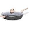imageCAROTE Non Stick Frying Pan Skillet 8quot Nonstick Fry Pan with Glass Lid Egg Pan Omelet Pans Granite Cookware PFOA Free Classic Granite 8InchBlack