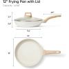 imageCAROTE Non Stick Frying Pan Skillet 8quot Nonstick Fry Pan with Glass Lid Egg Pan Omelet Pans Granite Cookware PFOA Free Classic Granite 8InchWhite