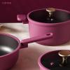 imageCAROTE Non Stick Pots and Pans Set Cookware Sets Nonstick Kitchen Cooking Set with StayCool Handleswith Silicone Tools and Pot Protectors17 PieceMagenta