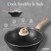 imageCAROTE Non Stick Wok with Lid 1253QT Woks ampamp Stirfry Pans Nonstick Granite Wok Pan Induction Cookware Deep Frying Pan Compatible with All Stovetops