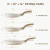 imageCAROTE Nonstick Frying Pan SkilletNon Stick Granite Fry Pan Egg Pan Omelet Pans Stone Cookware Chefs Pan PFOA FreeInduction Compatible Brown 95quot11quotCream White