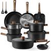 imageCAROTE Nonstick Pots and Pans Induction Cookware Set Kitchen Cooking Sets Non Stick wFrying Pan PFOS PFOA Free Black 16pcsBlack