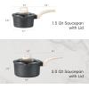 imageCAROTE Nonstick Sauce Pan Set With Lid 15Qt ampamp 26Qt Non Stick Saucepan Small Pots for Cooking Multipurpose Ultralight Titanium Small Kitchen Cooking pots Induction Compatible PFOAPFOS FreeClassic Granite