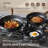 imageCAROTE Nonstick Skillet Nonstick Deep Frying Pan 10quot Saute Pan with Lid 38QT Deep Frying Pan Titanium Pan Chefs Pan Staycool Handle Compatible with All Stoves BlackBlack