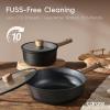 imageCAROTE Nonstick Skillet Nonstick Deep Frying Pan 10quot Saute Pan with Lid 38QT Deep Frying Pan Titanium Pan Chefs Pan Staycool Handle Compatible with All Stoves BlackBlack