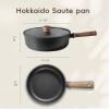 imageCAROTE Nonstick Skillet Nonstick Deep Frying Pan 10quot Saute Pan with Lid 38QT Deep Frying Pan Titanium Pan Chefs Pan Staycool Handle Compatible with All Stoves BlackBlack