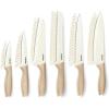 imageCAROTE 12PCS Knife set with Blade GuardsGranite Nonstick Ceramic CoatingStainless Steel blade Wood Grain Handle Essential knife setWhiteWhite