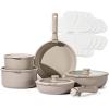 imageCAROTE 15pcs Pots and Pans Set Nonstick Cookware Set Detachable Handle Induction Kitchen Cookware Sets Non Stick with Removable Handle RV Cookware Set Oven Safe Taupe